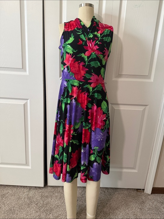 Lauren Ralph Lauren Dresses & Skirts - Lauren Ralph Lauren Black Dress with Purple, Green & Red Floral Print